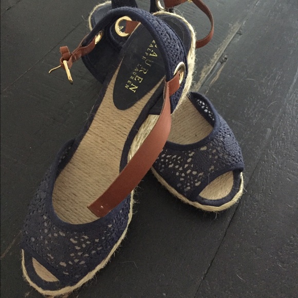 Navy Wedges-Never worn.