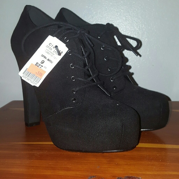 Black lace up booties