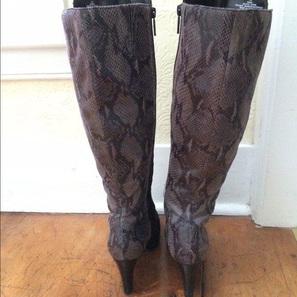 Knee High Black Suede/Snake Skin Boots - Picture 2 of 4