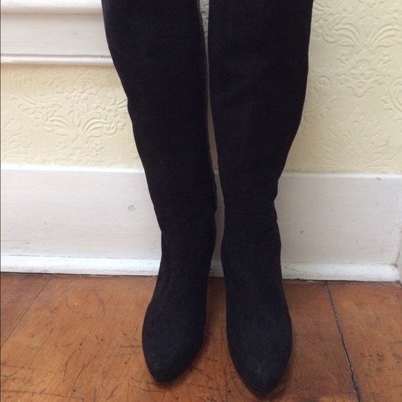 Knee High Black Suede/Snake Skin Boots - Picture 3 of 4