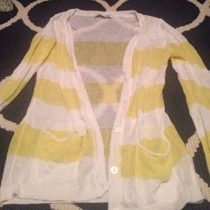 Yellow and white striped cardigan-Forever 21