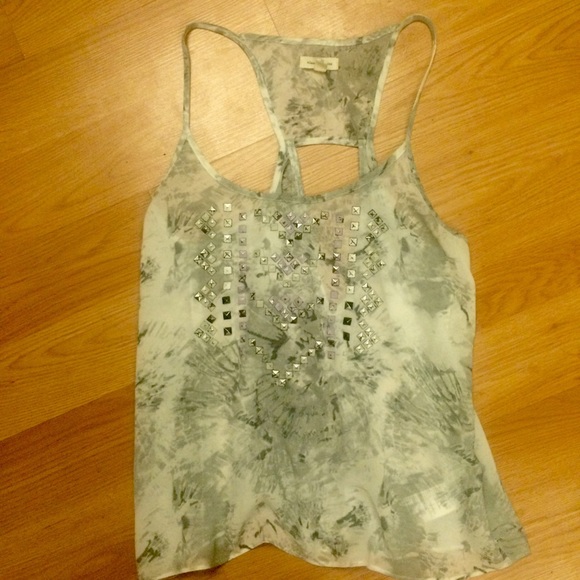 Grey tie dye studded tank - Picture 2 of 4