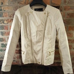 Guess White Faux Leather Jacket Size M