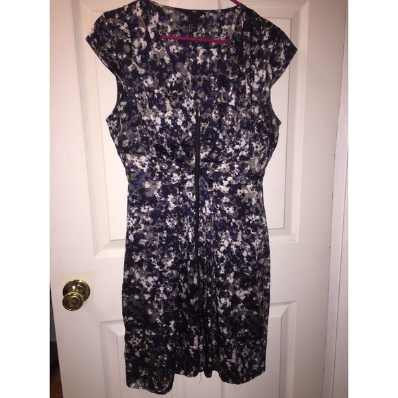H&M Sz 12 Silky Short Sleeve Dress, Exposed Zipper