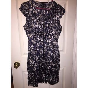 H&M Sz 12 Silky Short Sleeve Dress, Exposed Zipper