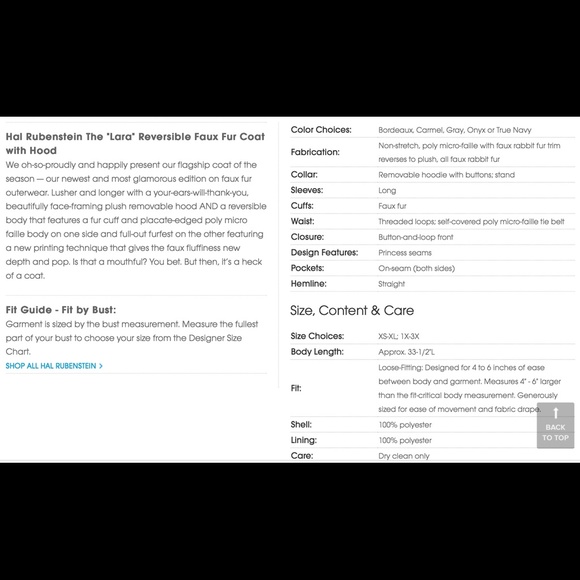 Hal Rubenstein Lara Faux Fur Reversible Coat NWT - Picture 4 of 4