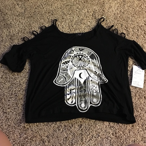 size small shirt with cutout shoulders