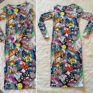 Graffiti Print Dress || Size S