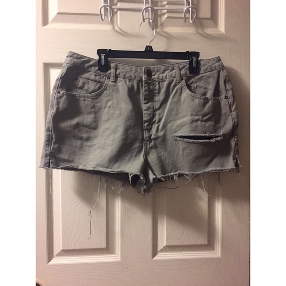 ASOS Denim Gray Shorts, Ripped Look, Sz 14 (US)