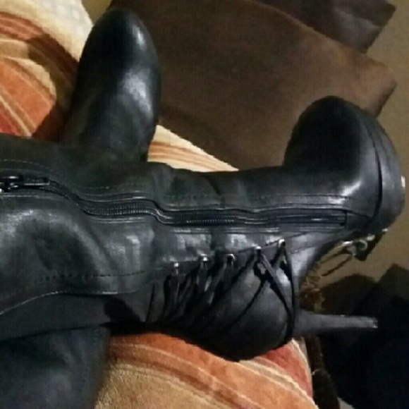 Bakers platform knee high black boots.