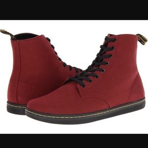Dr. Martens maroon canvas shoes