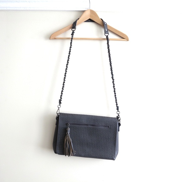 PRICE DROP Faux leather studded clutch w strap