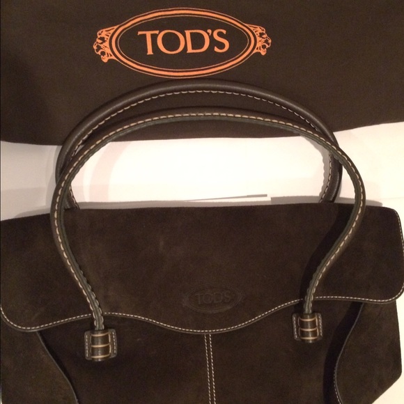 Tods chocolate brown suede shoulder bag - Picture 2 of 4