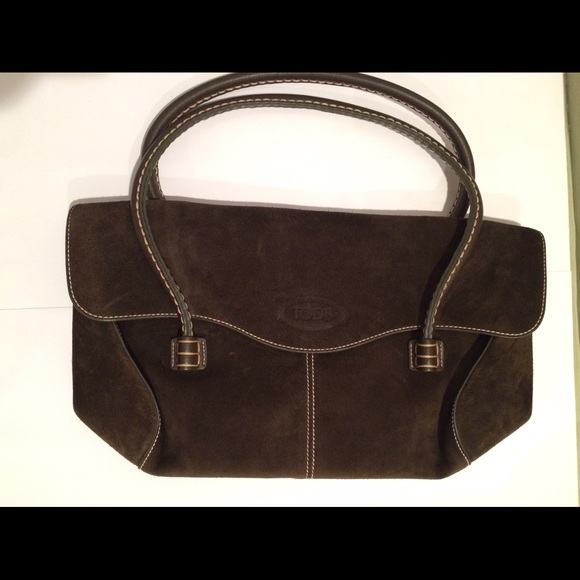 Tods chocolate brown suede shoulder bag - Picture 4 of 4