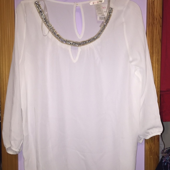 A'GACI white 3/4 sleeve blouse