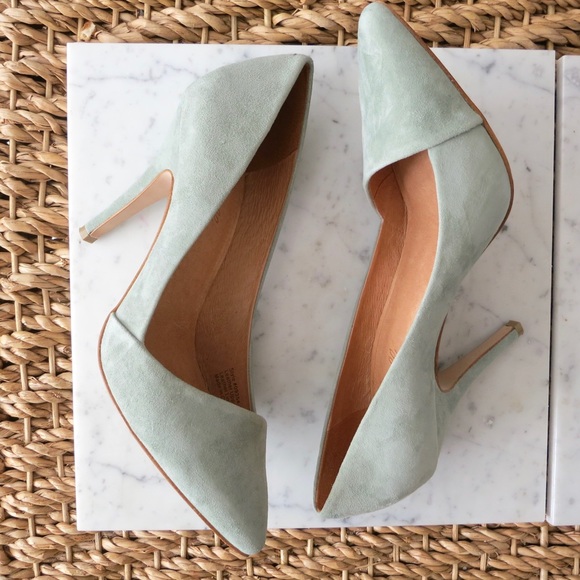 PRICE DROP Mint green suede Madewell Mira pumps