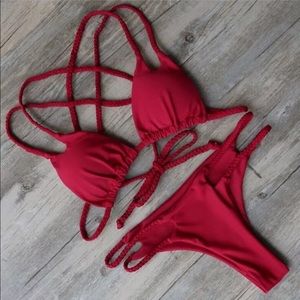 Wine colored bandaged bikini