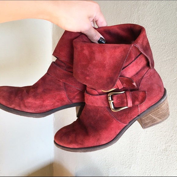/Sale/ Deep Cherry Red Suede Boots