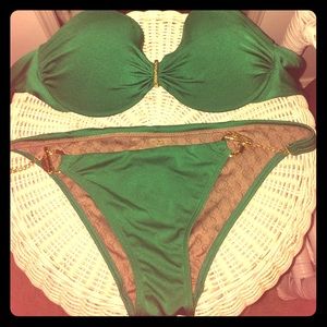 Green VS Tie Bandeau and Toggle Bottoms