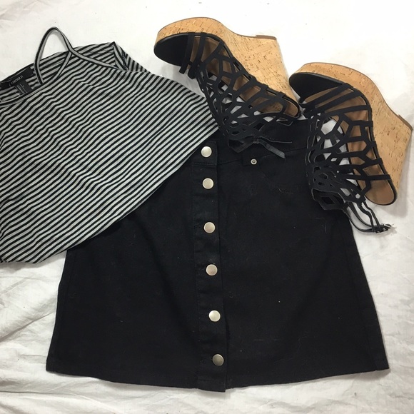 NWT Black Denim Skirt