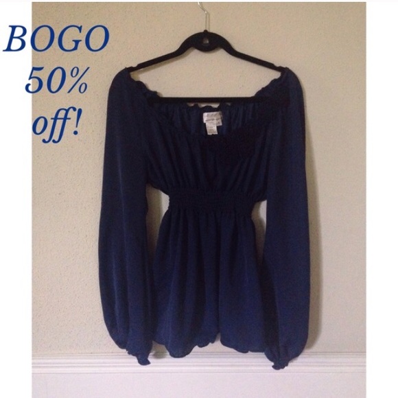 Dark blue gorgeous pirate sleeve blouse