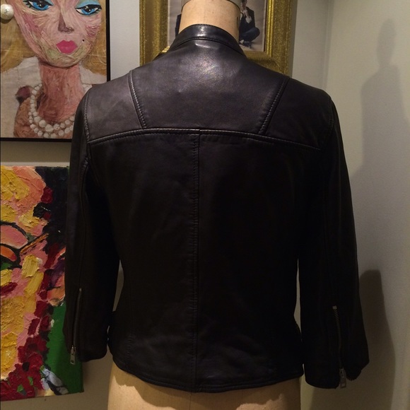 WEEKEND SALE - All Saints Cropped Leather Jacket - Picture 3 of 4