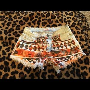 Little girls Aztec print jean shorts size 12