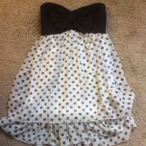 Black and white polka dot bow dress