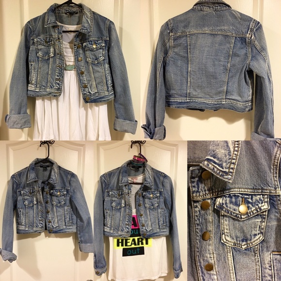 Shrunken denim jean jacket 😎