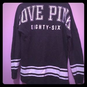 PINK Dark Gray Crew