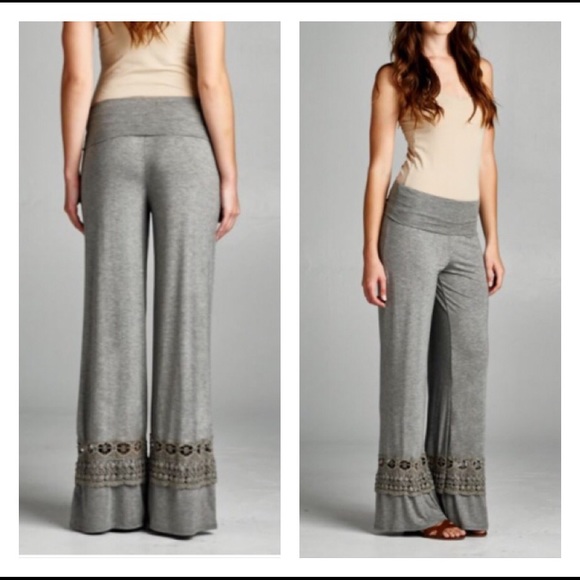 ❗️Last Pair❗️Gray lace palazzo pants - Picture 2 of 4