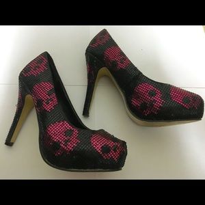 Iron Fist sequin skull heels