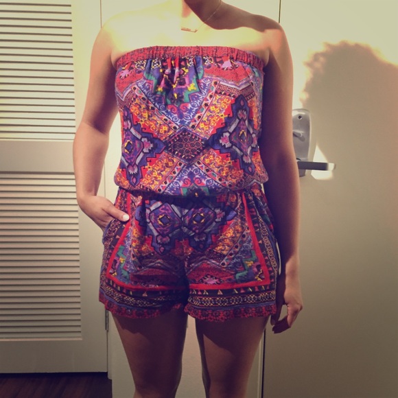 Strapless Tribal Romper