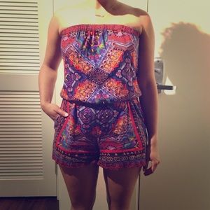 Strapless Tribal Romper