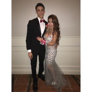 Silver Sequined Prom Dress