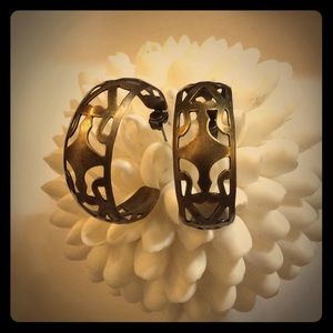 Stylish Gold / Antique Tone Hoop Earrings