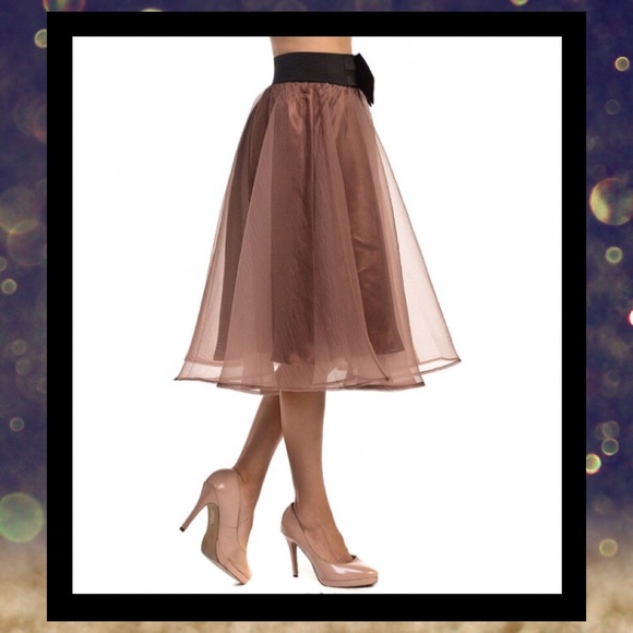 NWOT- Brown/Black Bow-Accent A-Line Skirt