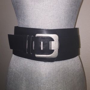 Black leather Bebe belt- Size M/L