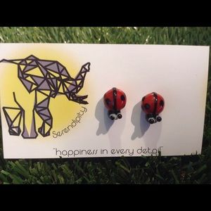 Ladybug glass blown earrings - hand made