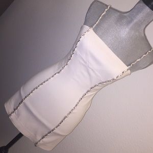 Sexy white and rhinestone Bebe cocktail dress