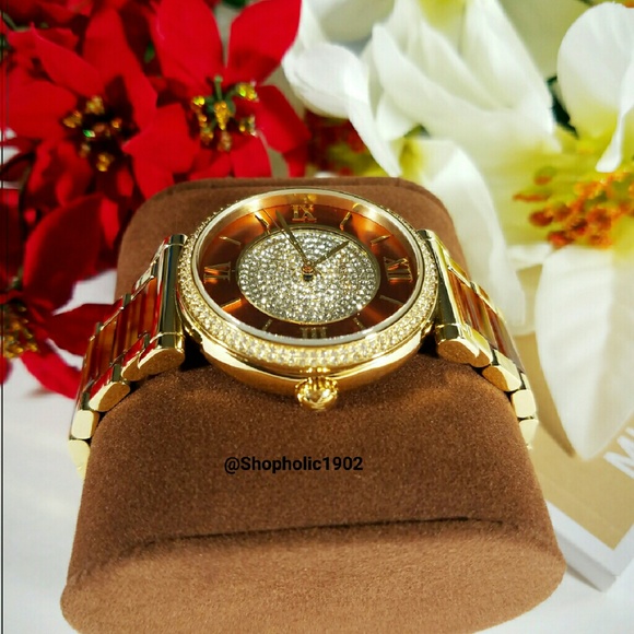 ?Michael Kors Catlin Crystal-set Amber Dial Gold main image 4