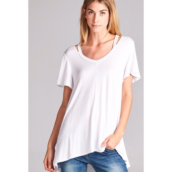 V Neck Strappy T Shirts - Picture 2 of 4