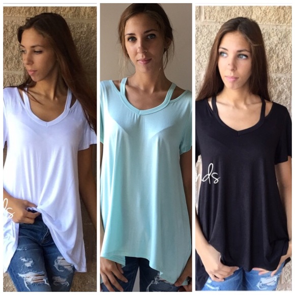V Neck Strappy T Shirts - Picture 4 of 4