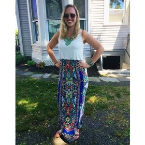 White and vibrant print maxi dress