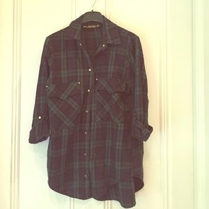 Black and Green Chequered Long Sleeved Shirt