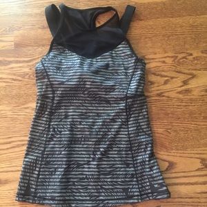 Black and gray lululemon top with built in bra