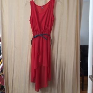 Hi-low pink red dress