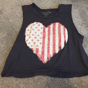 American flag cropped tank top