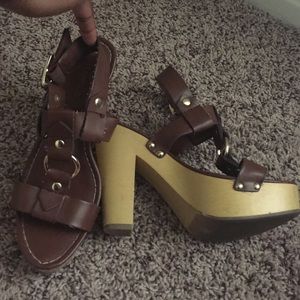 Brown Gold studded heels