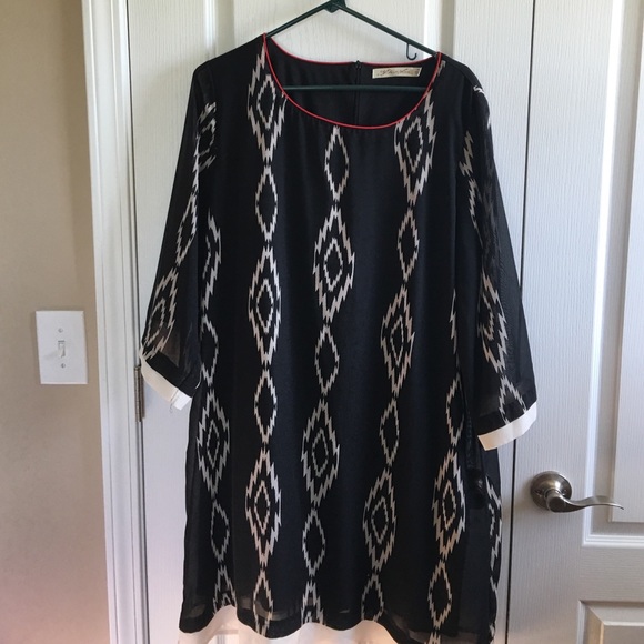 Aztec print chiffon shift dress